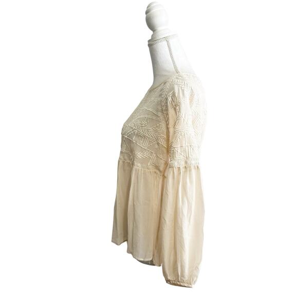 Sundance Womens Semi Sheer Blouse Size Small Coquette Peasant Ethereal Silk - Picture 2 of 6